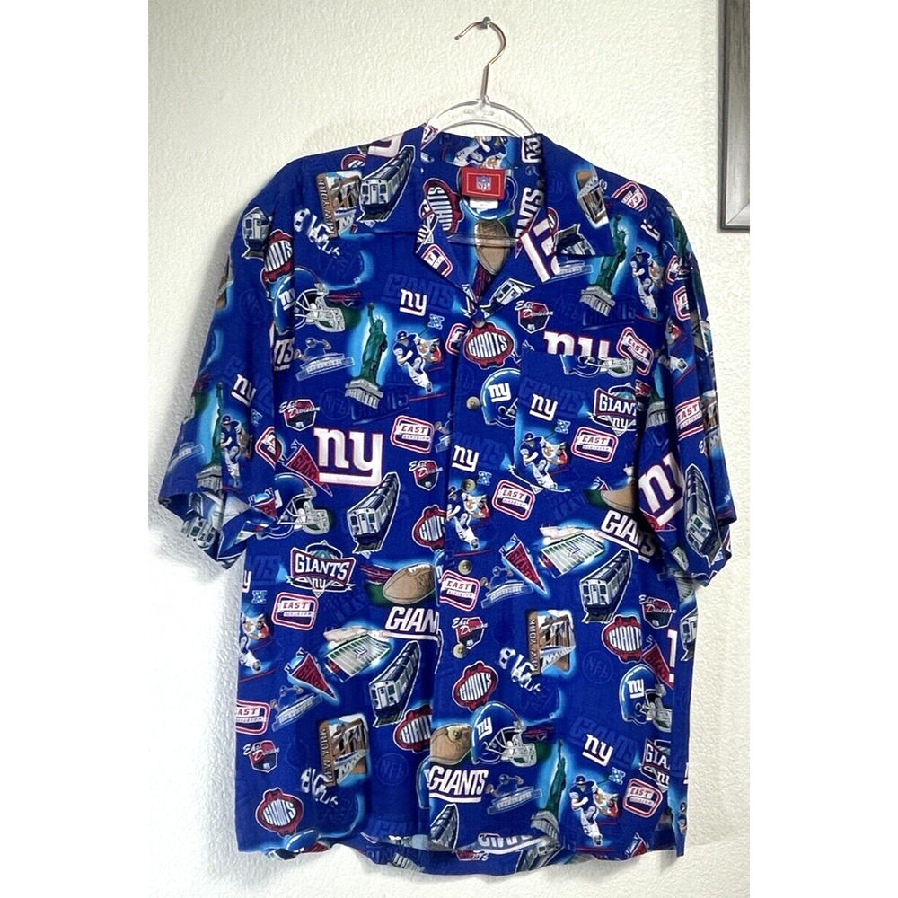 New York Giants Print Men’s Hawaiian Shirt Classic Giants Big Legacy Size Medium